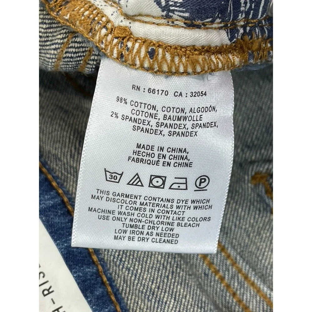 Anthropologie Pilcro Women 28 Shorts High Rise Slim Bermuda Raw Hem Dark Wash - Picture 9 of 9